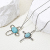 Imagen de 5 Unidades Zamak Bohemia Colgantes Plata Antigua Cruz Con Resina Cabochons Imitación Turquesa