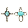 Imagen de 5 Unidades Zamak Bohemia Colgantes Plata Antigua Cruz Con Resina Cabochons Imitación Turquesa