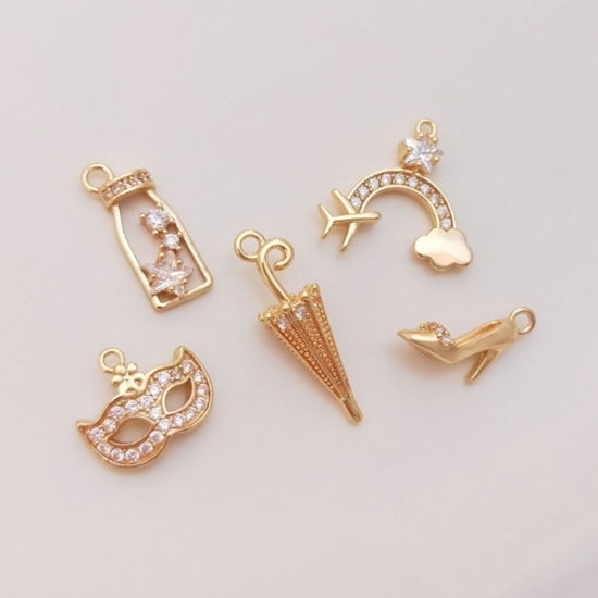 Picture of Eco-friendly Brass Charms 18K Real Gold Plated Umbrella High-Heeled Shoes