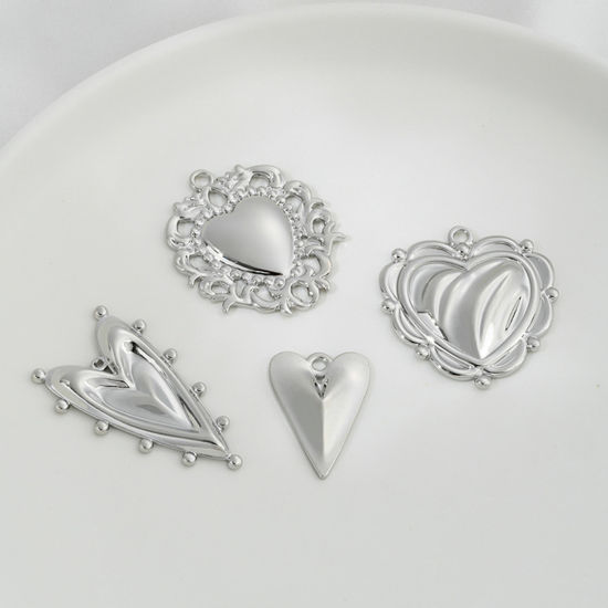 Image de 2 Pcs Pendentifs La Saint Valentin en Laiton Respectueux de la Nature Cœur Plaqué Or Véritable