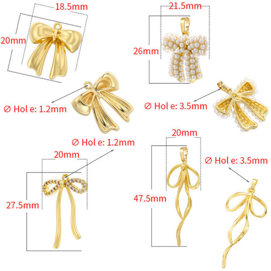 Picture of Brass Clothes Charm Pendant Multicolor Bowknot 3D