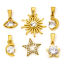 Picture of Vacuum Plating 304 Stainless Steel Charms Gold Plated Clear Rhinestone