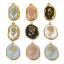 Picture of Vacuum Plating 304 Stainless Steel Charms 18K Gold Plated Oval Flower Enamel