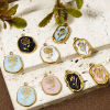 Picture of Vacuum Plating 304 Stainless Steel Charms 18K Gold Plated Oval Flower Enamel