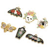 10 個 亜鉛合金 ハロウィン チャーム 金メッキ 多色 スケルトンスカル 花彫刻 エナメル の画像