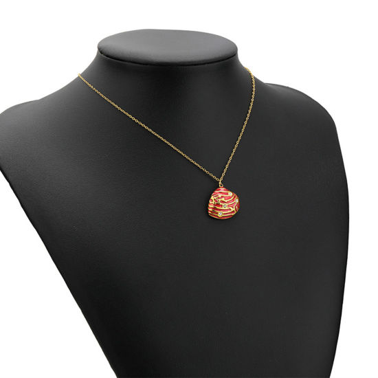 Image de 1 Pièce Breloques en 304 Acier Inoxydable Placage sous Vide Coquille Doré Émail à Strass Transparent 20mm x 19mm