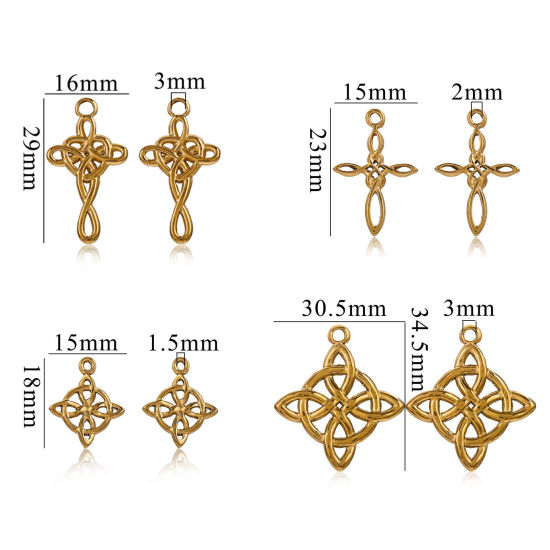 Immagine di 1 Pz Placcatura Sottovuoto 304 Acciaio Inossidabile Ciondoli Nodo Celtico Placcato Oro 18K