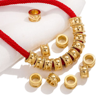 Bild von 10 Stück 304 Edelstahl Charm-Perlen mit großem Loch im europäischen Stil 8mm x 5mm