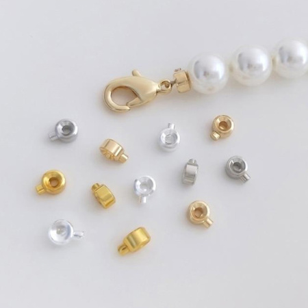 5 Stück Umweltfreundlich Messing Quetschperlen-Stopper für Armbänder, Halskettenenden, Schmuckherstellungszubehör Barrel Bunt 3mm x 2mm