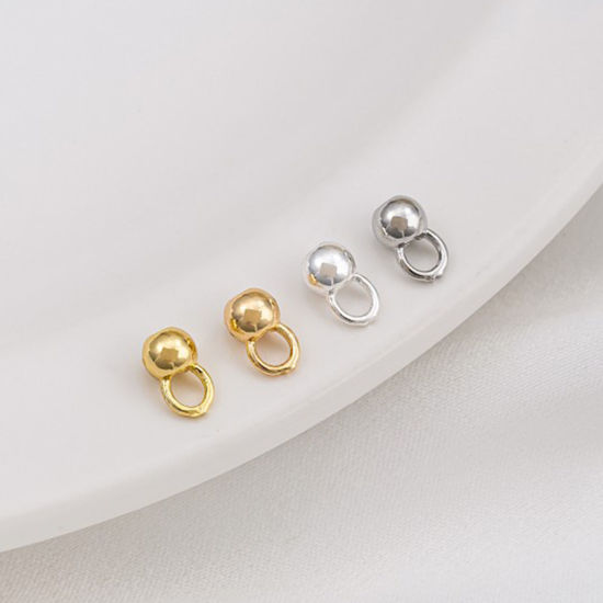 Picture of Eco-friendly Brass Bead Tips (Knot Cover) Calotte Crimp End Cap DIY Jewelry Making Supplies Ball Multicolor 6mm x 3.5mm