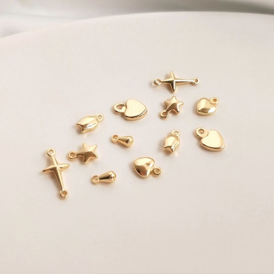 Picture of Eco-friendly Brass Charms Extender Chain Ends 14K Real Gold Plated