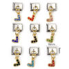 Picture of Zinc Based Alloy & Stainless Steel Italian Charm Links For DIY Bracelet Jewelry Making Gold Plated & Silver Tone Rectangle Heart Micro Pave 10mm x 9mm