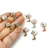 Picture of Zinc Based Alloy & Stainless Steel Italian Charm Links For DIY Bracelet Jewelry Making Gold Plated & Silver Tone Rectangle Heart Micro Pave 10mm x 9mm
