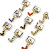 Picture of Zinc Based Alloy & Stainless Steel Italian Charm Links For DIY Bracelet Jewelry Making Gold Plated & Silver Tone Rectangle Heart Micro Pave 10mm x 9mm