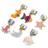 Bild von 1 Stück Zinklegierung & Edelstahl Ozean Schmuck Charm-Armband mit italienischen Gliedern zur Herstellung von DIY-Schmuck Rechteck Emaille 10mm x 9mm