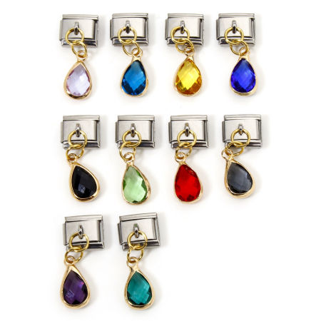 1 Stück Edelstahl und Messing Charm-Armband mit italienischen Gliedern zur Herstellung von DIY-Schmuck Vergoldet & Silberfarbe Rechteck Monatsstein 10mm x 9mm