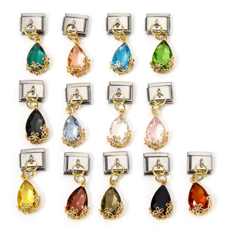 1 ШТ Нержавеющая Сталь & латунь Очаровательный итальянский браслет со звеньями Изготовление ювелирных изделий своими руками Позолоченный И Былые K Прямоугольник Капли 10мм x 9мм