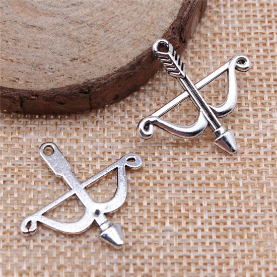 Picture of Zinc Based Alloy Charms Multicolor Bow And Arrow Arrowhead Hollow 26mm x 25mm