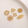 Picture of Eco-friendly Brass Style Of Royal Court Character Connectors Charms Pendants Lace 14K Real Gold Plated Hollow