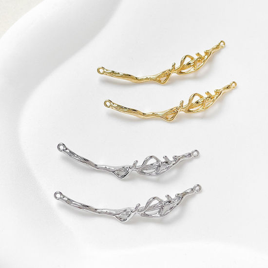 Bild von 1 Stück Messing Steckverbinder Charms Anhänger Zweig Bunt 4.4cm x 0.6cm