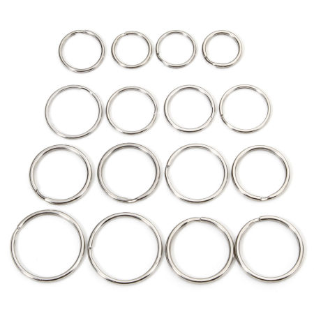 304 Stainless Steel Keychain & Keyring Round Silver Tone