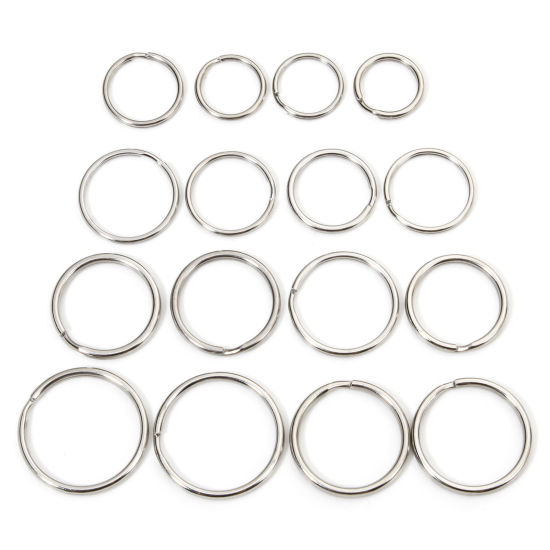 Image de 10 Pcs Porte-Clés en 304 Acier Inoxydable Rond Argent Mat