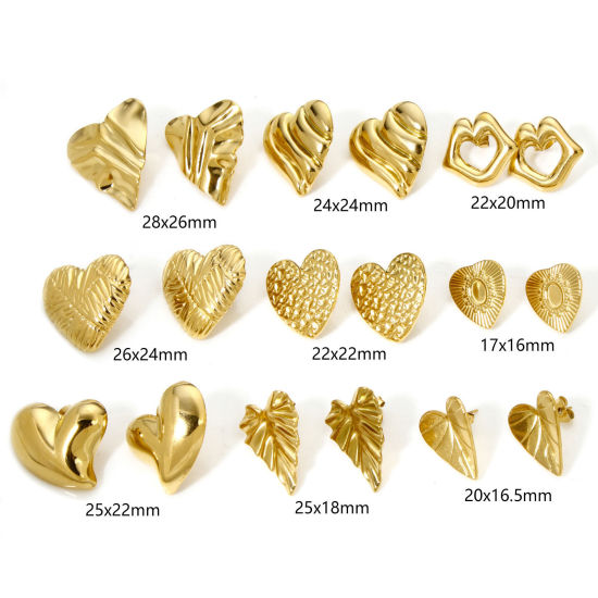 Immagine di 1 Paio Placcatura Sottovuoto 304 Acciaio Inossidabile Orecchini a Perno Placcato Oro 18K Geometrica Con Tappi