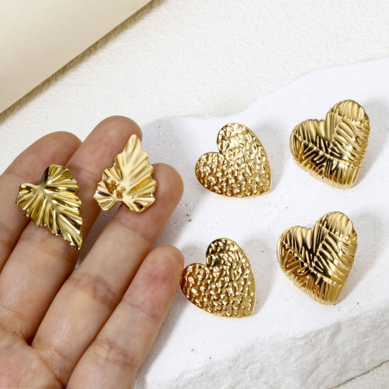 Immagine di 1 Paio Placcatura Sottovuoto 304 Acciaio Inossidabile Orecchini a Perno Placcato Oro 18K Geometrica Con Tappi