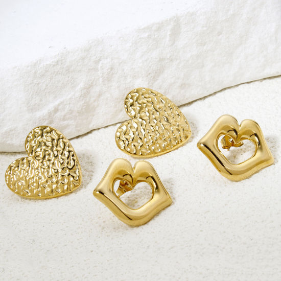 Immagine di 1 Paio Placcatura Sottovuoto 304 Acciaio Inossidabile Orecchini a Perno Placcato Oro 18K Geometrica Con Tappi