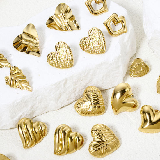 Immagine di 1 Paio Placcatura Sottovuoto 304 Acciaio Inossidabile Orecchini a Perno Placcato Oro 18K Geometrica Con Tappi