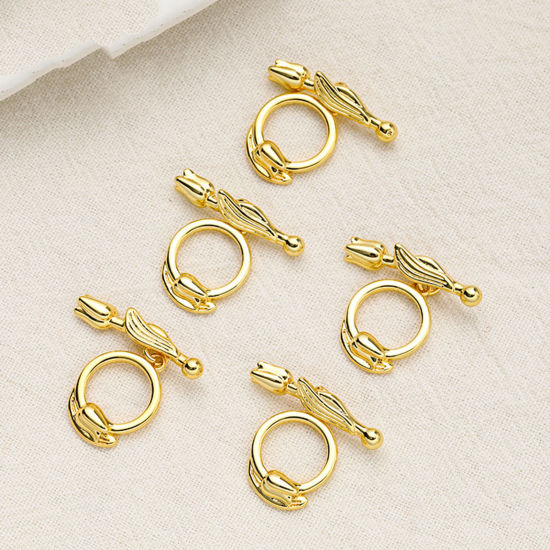 Picture of Eco-friendly Brass Toggle Clasps Tulip Flower Wreath Multicolor