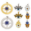 Picture of 304 Stainless Steel Charms Hamsa Symbol Hand Eye With Jump Ring
