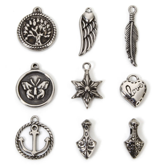 Picture of 304 Stainless Steel Charms Antique Silver Color