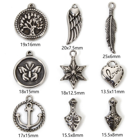 Picture of 304 Stainless Steel Charms Antique Silver Color