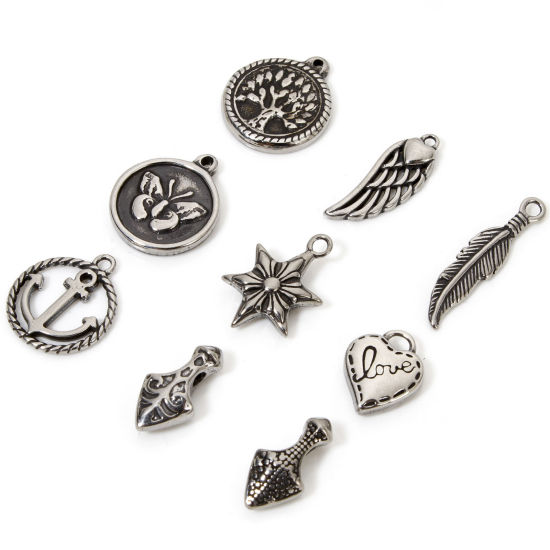 Picture of 304 Stainless Steel Charms Antique Silver Color