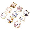 Bild von 10 Stück Zinklegierung Charms Vergoldet Bunt Katze Emaille 21mm x 20mm