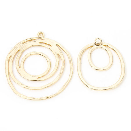 Brass Charms 18K Gold Plated Irregular Circle Hollow