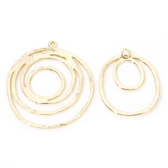 Image de 2 Pcs Breloques en Laiton Irrégulier Plaqué Or 18K Cercles Creux