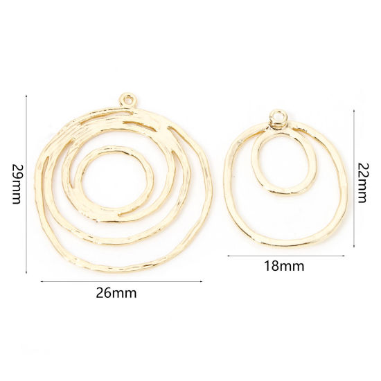 Image de 2 Pcs Breloques en Laiton Irrégulier Plaqué Or 18K Cercles Creux