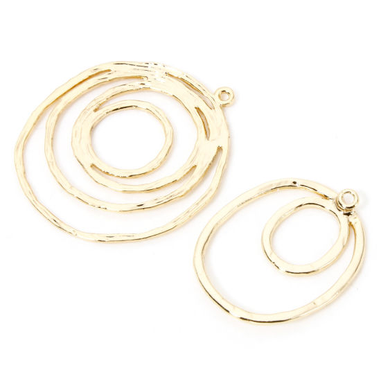 Image de 2 Pcs Breloques en Laiton Irrégulier Plaqué Or 18K Cercles Creux