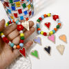 Picture of Zinc Based Alloy Valentine's Day Charms Gold Plated Multicolor Heart Enamel Micro Pave Clear Rhinestone 26.5mm x 17mm