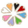 Picture of Zinc Based Alloy Valentine's Day Charms Gold Plated Multicolor Heart Enamel Micro Pave Clear Rhinestone 26.5mm x 17mm