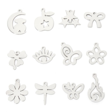 Eco-friendly 201 Stainless Steel Simple Charms Silver Tone Daisy Flower Smooth Blank