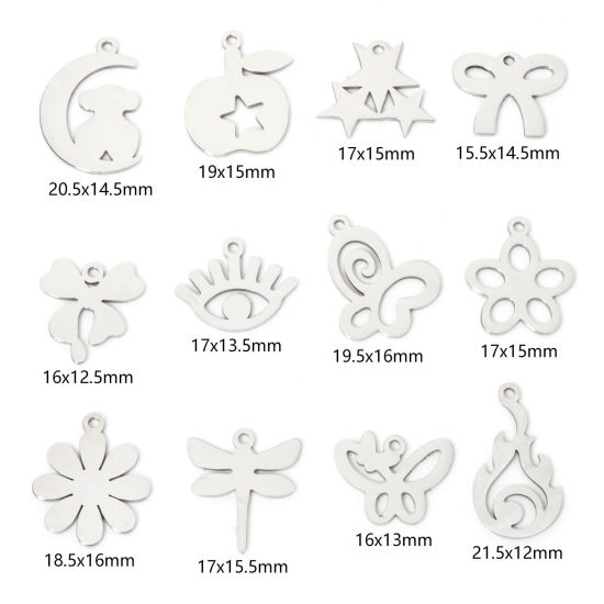 Immagine di 5 Pz Ecologico 201 Acciaio Inossidabile Semplice Ciondoli Fiore Margherita Tono Argento Liscio