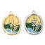 Picture of 1 Piece Eco-friendly Brass Oil Painting Style Charms Real Gold Plated Multicolor Oval Flower Enamel 23mm x 16mm