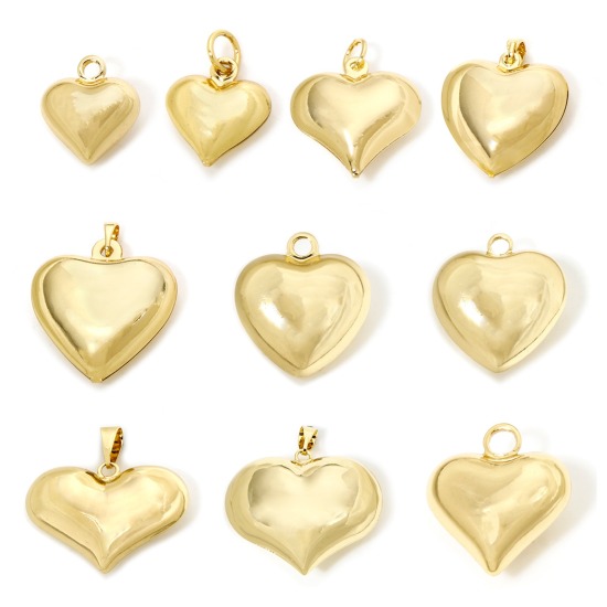 Picture of Eco-friendly Brass Valentine's Day Charms Real Gold Plated Heart 3D