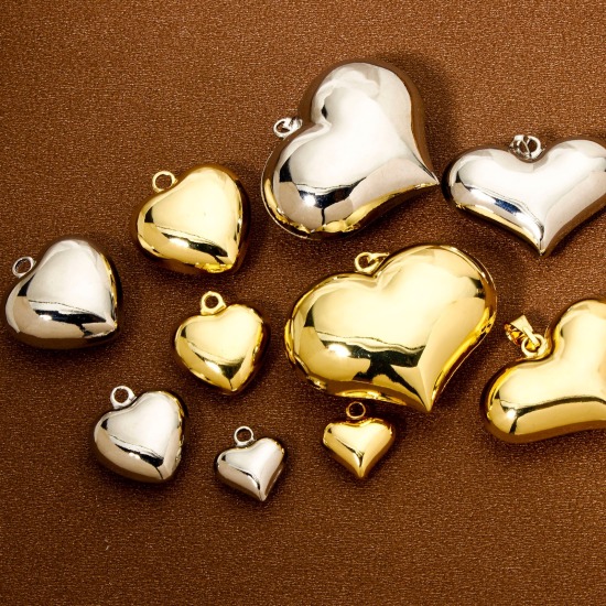 Picture of Eco-friendly Brass Valentine's Day Charms Real Gold Plated Heart 3D