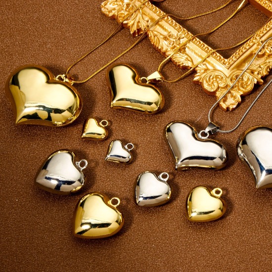 Picture of Eco-friendly Brass Valentine's Day Charms Real Gold Plated Heart 3D