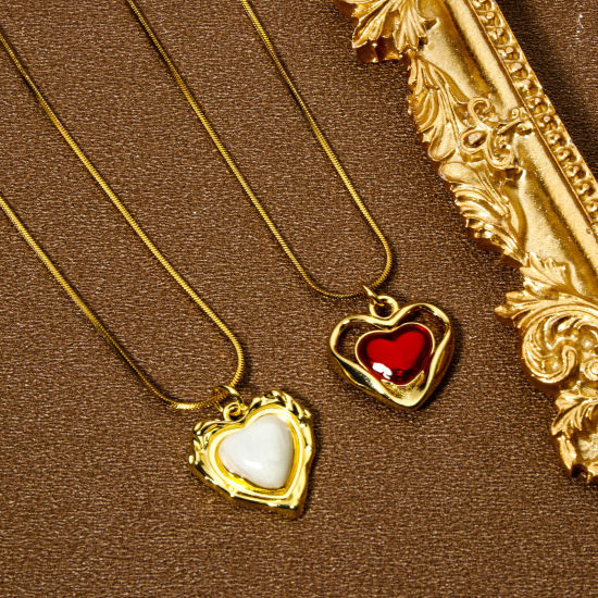 Image de 1 Pièce Breloques La Saint Valentin en Laiton Respectueux de la Nature Cœur Plaqué Or Véritable 18K Émail