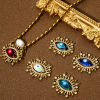 Изображение Eco-friendly Brass & Glass Religious Connectors Charms Pendants Evil Eye Eye of Providence/ All-seeing Eye 18K Real Gold Plated Multicolor Micro Pave Clear Cubic Zirconia 28mm x 22mm